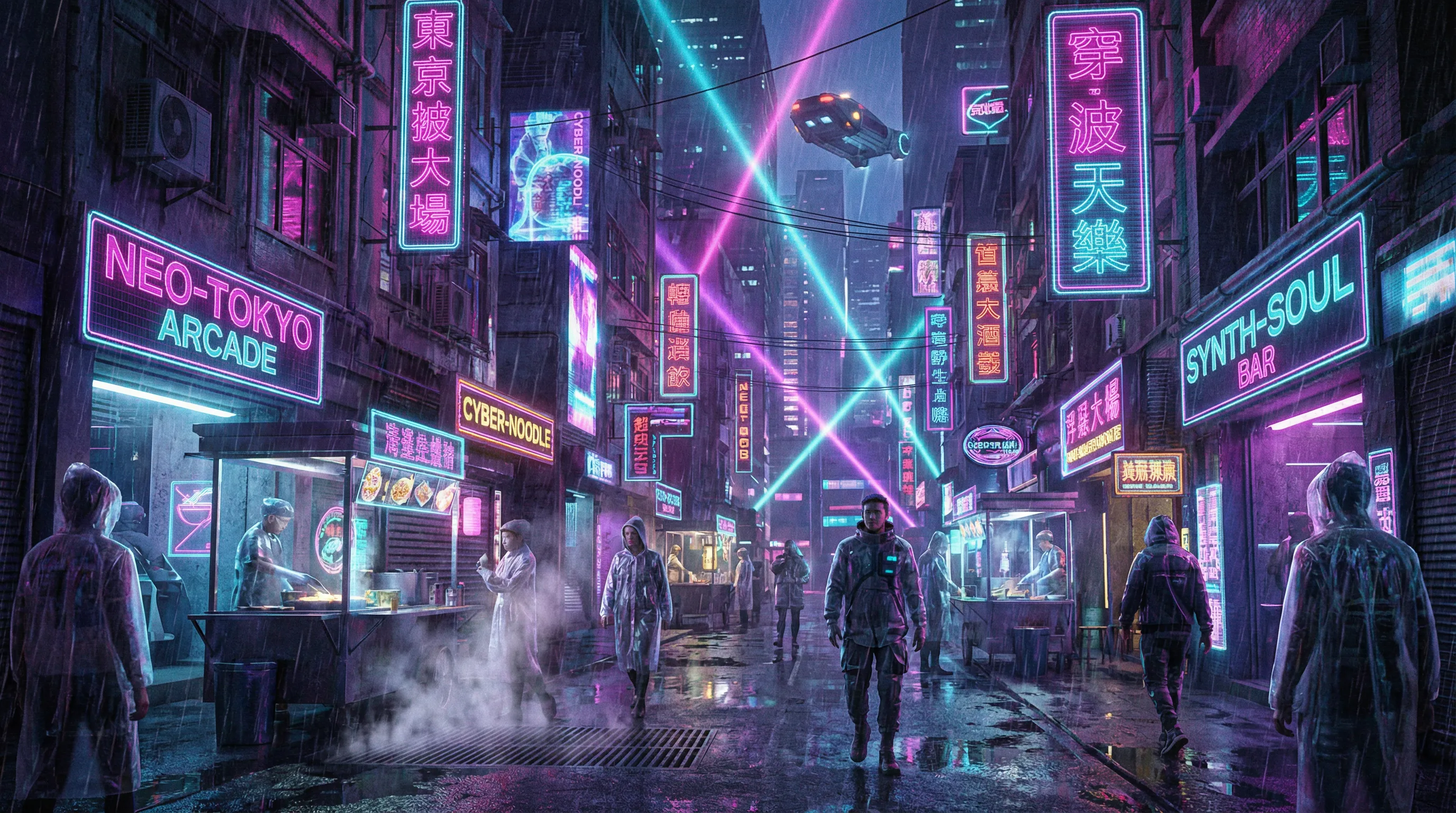 云顶娱乐赛博朋克霓虹街道夜景